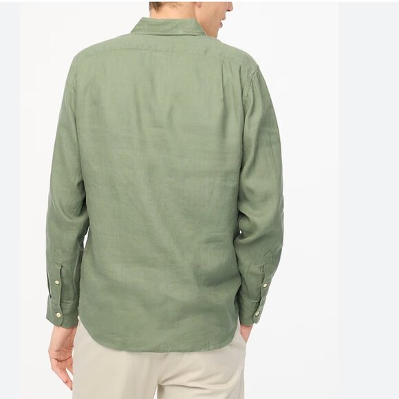 J. Crew Factory Linen Blend Long Sleeve Button Down Olive Size XXL - Picture 2 of 9